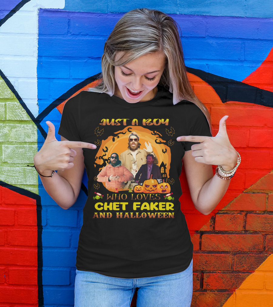 Just A Boy Who Loves Chet Faker And Halloween Pumpkins Bats T-Shirt