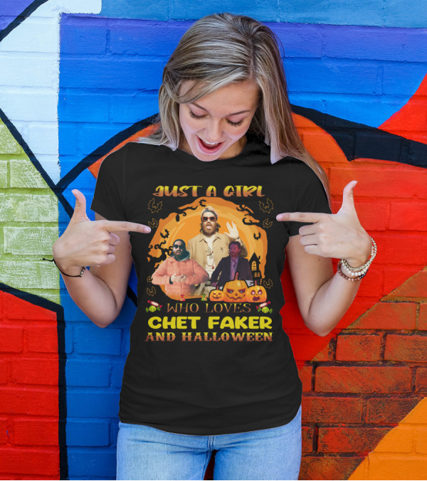 Just A Girl Who Loves Chet Faker And Halloween Pumpkins Bats T-Shirt