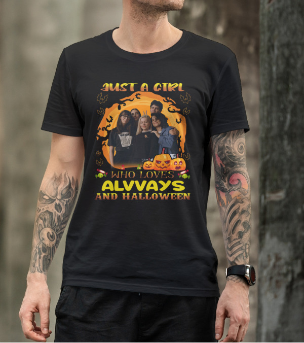 Just A Girl Who Loves Alvvays And Halloween Pumpkins Candies Bats T-Shirt