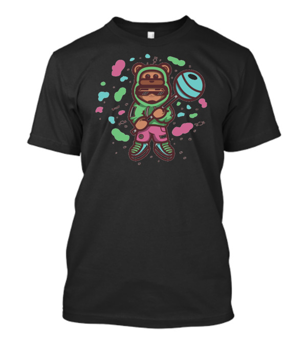 Caramelo Bear Hoodie With Lollipop And Sunglasses T-Shirt