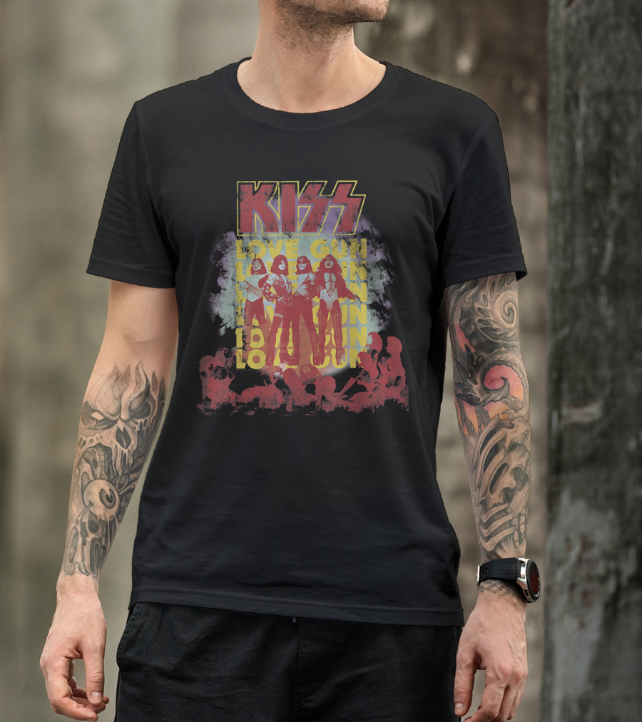 KISS Love Gun Album Art With Red T-Shirt