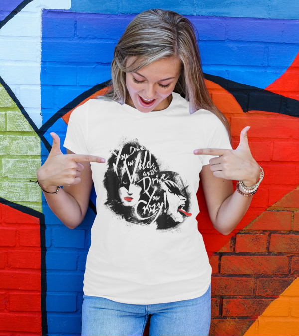KISS You Drive Us Wild Crazy Faces Red Lips T-Shirt