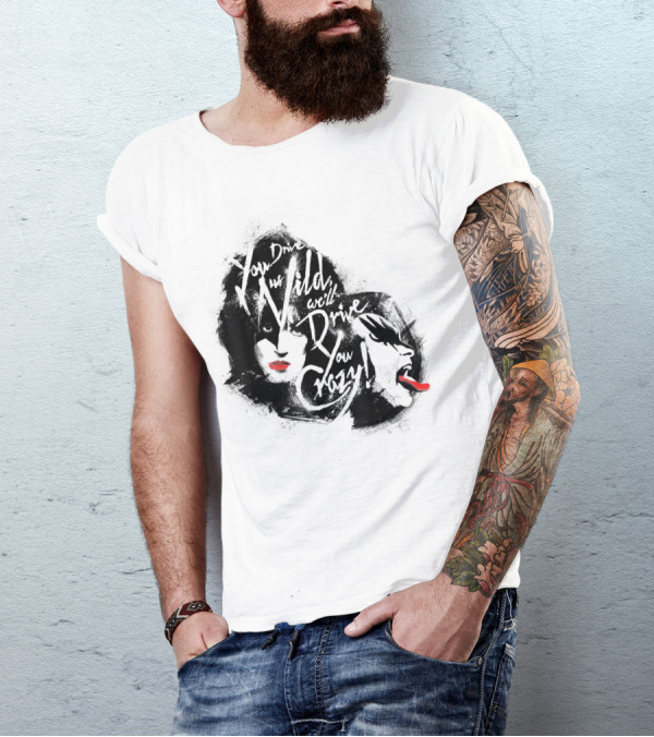 KISS You Drive Us Wild Crazy Faces Red Lips T-Shirt