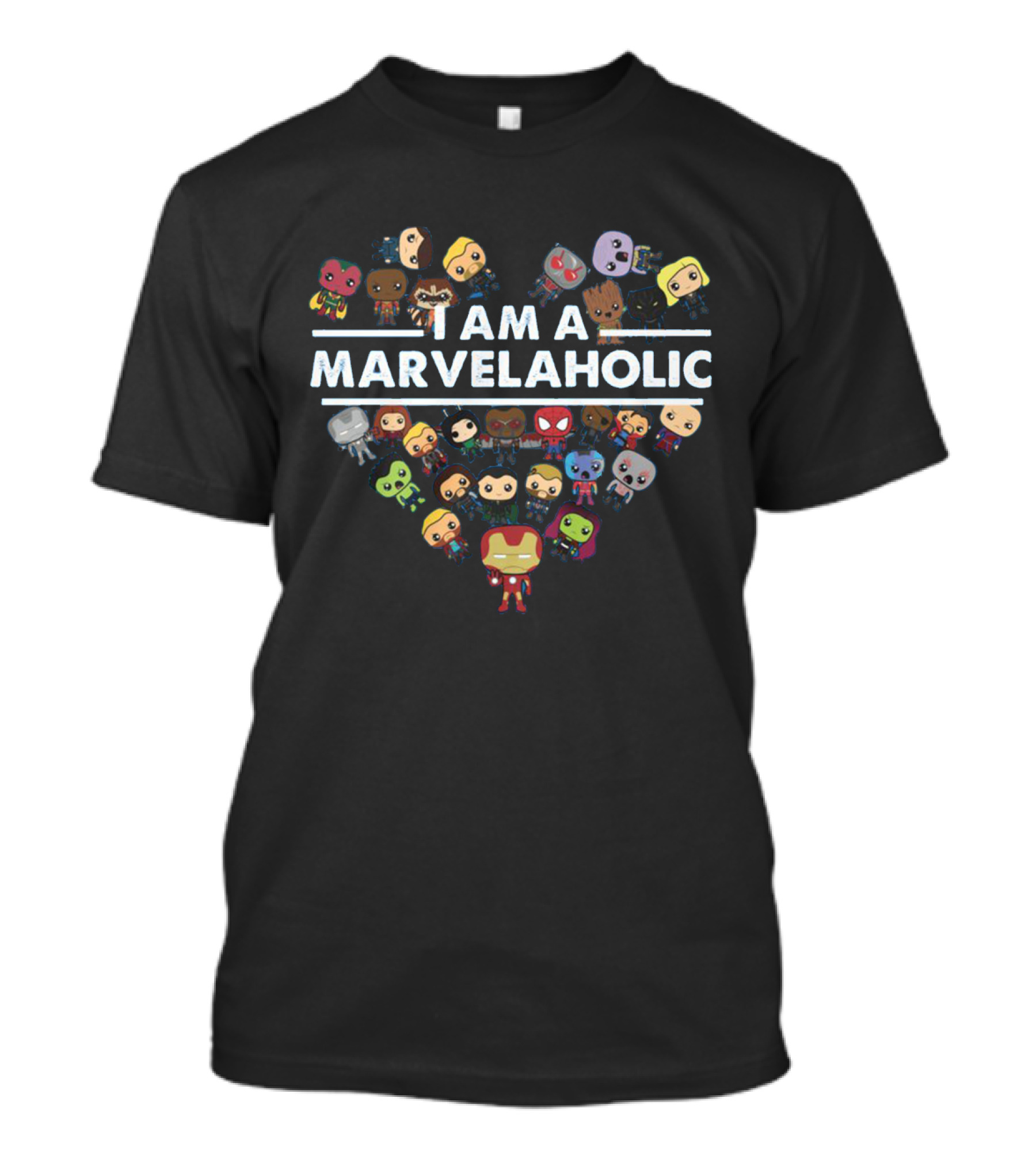I Am A Marvelaholic Marvel Fans Characters Heart T-Shirt