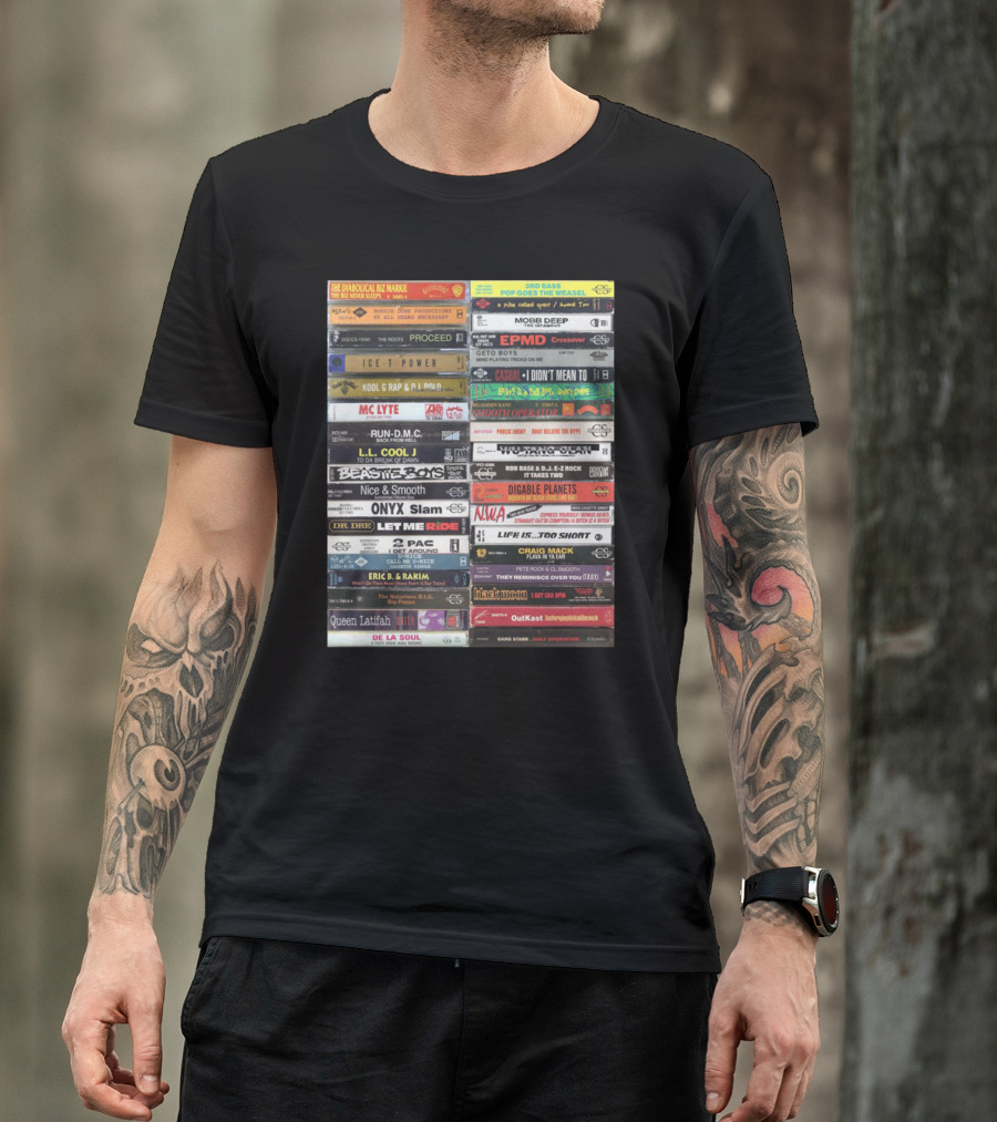 Classic Hip-Hop Cassette Tape Collection Featuring Legendary Artists And Iconic Albums T-Shirt
