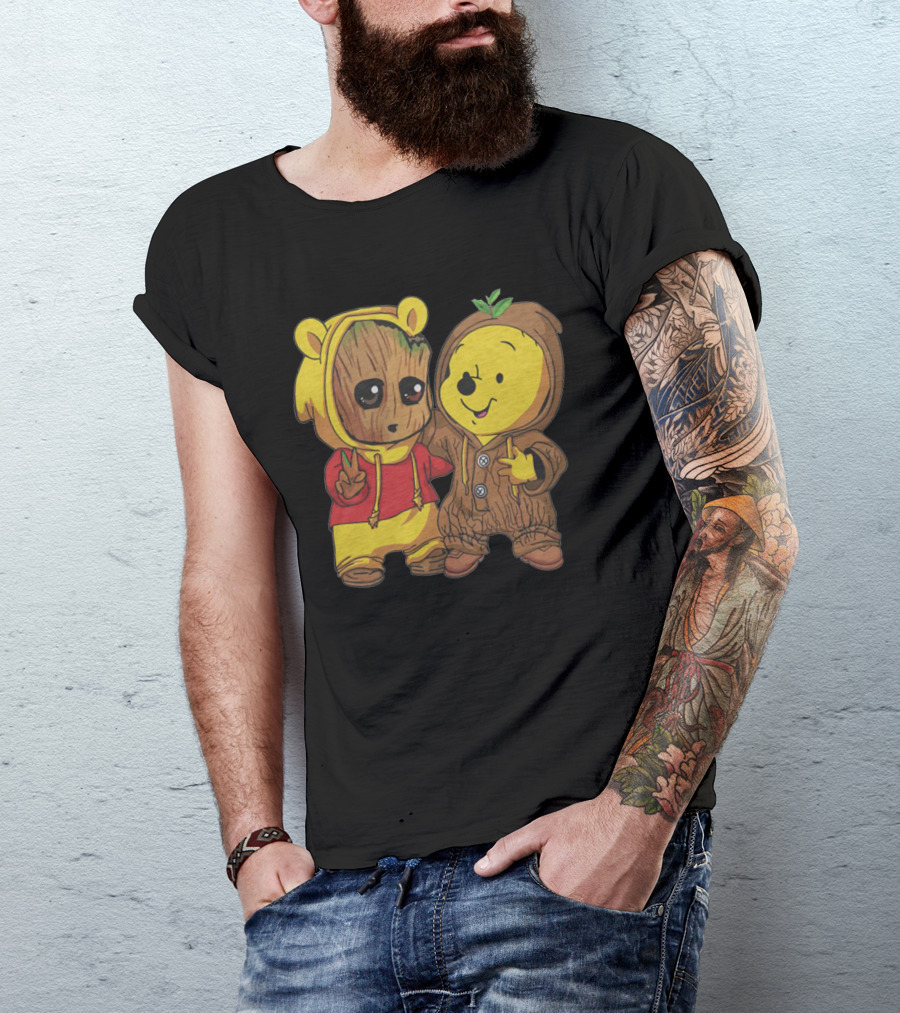 Groot And Bear Friend Cute Costume Crossover T-Shirt