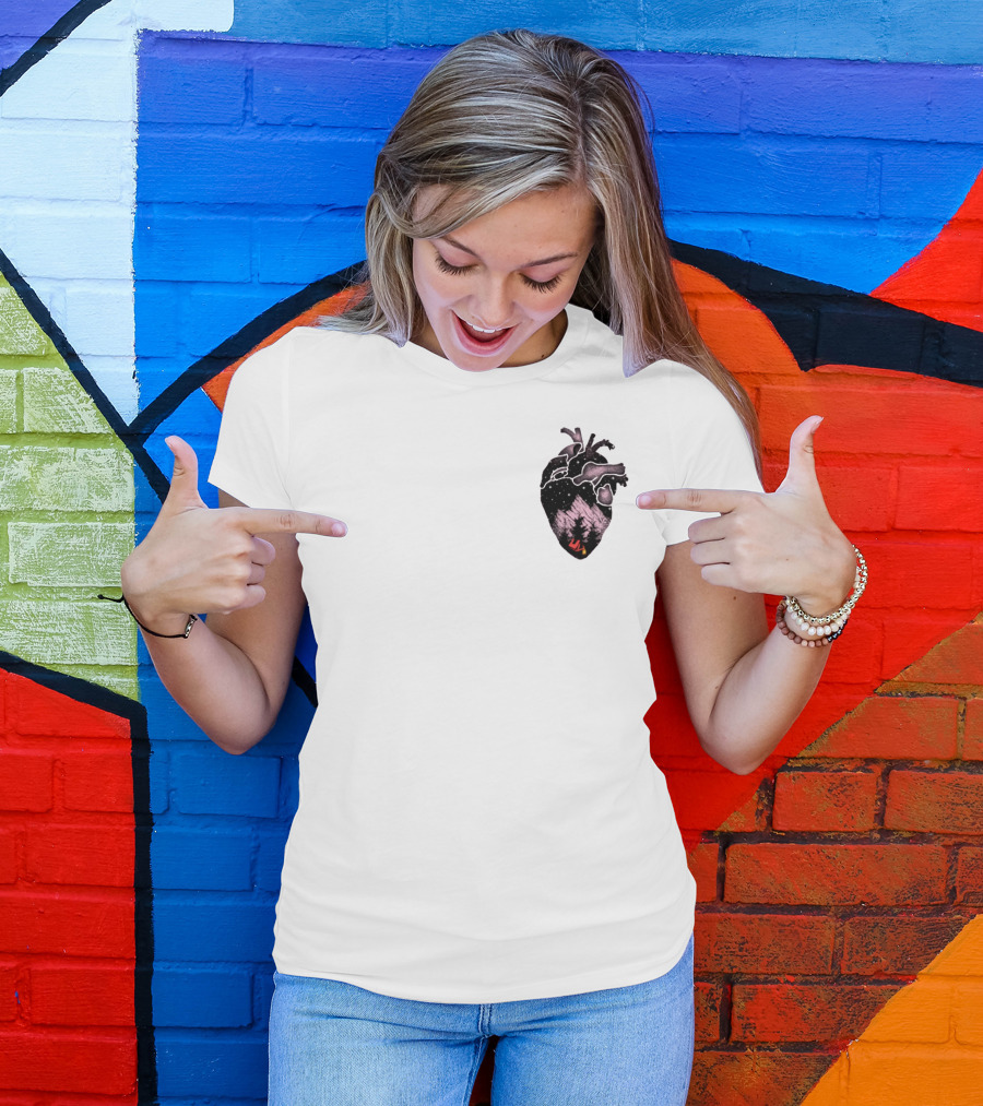 Camping Heart Forest Night Tent T-Shirt