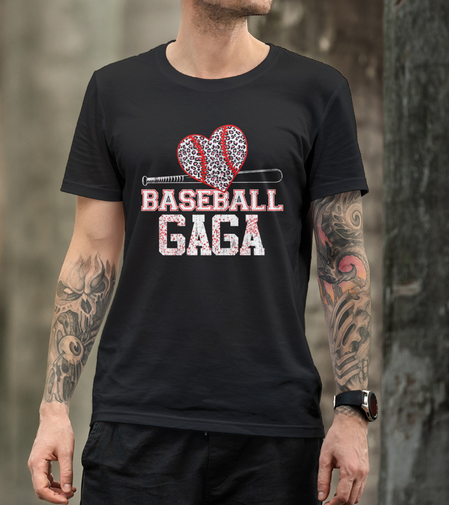 Baseball Gaga Leopard Heart Bat T-Shirt