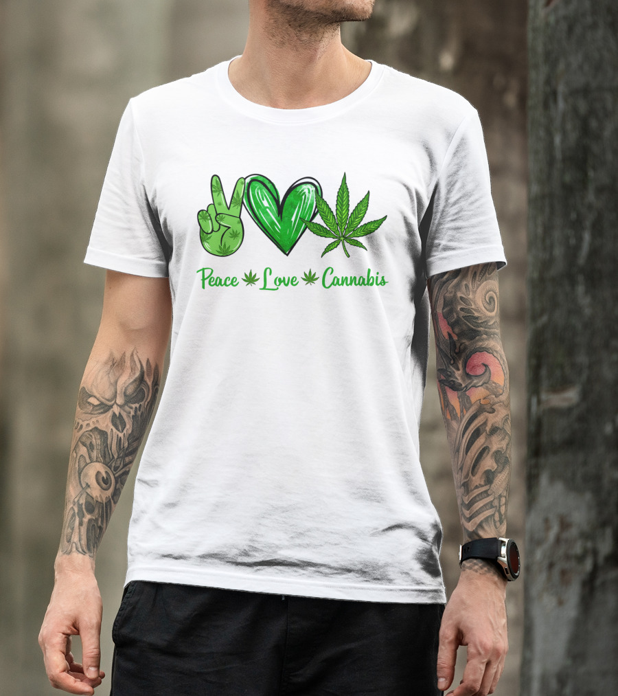 Peace Love Cannabis Green Symbols T-Shirt