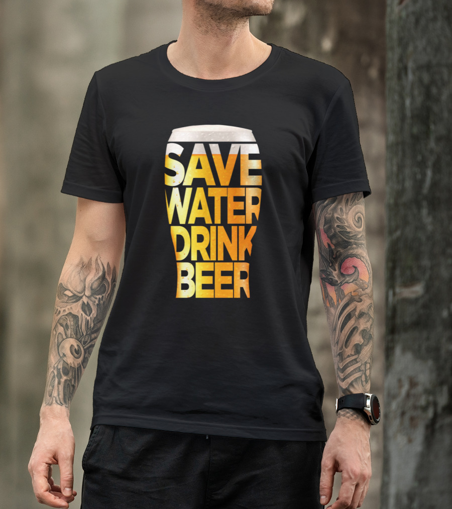 Save Water Drink Beer Retro Funny Beer Pint Glass T-Shirt
