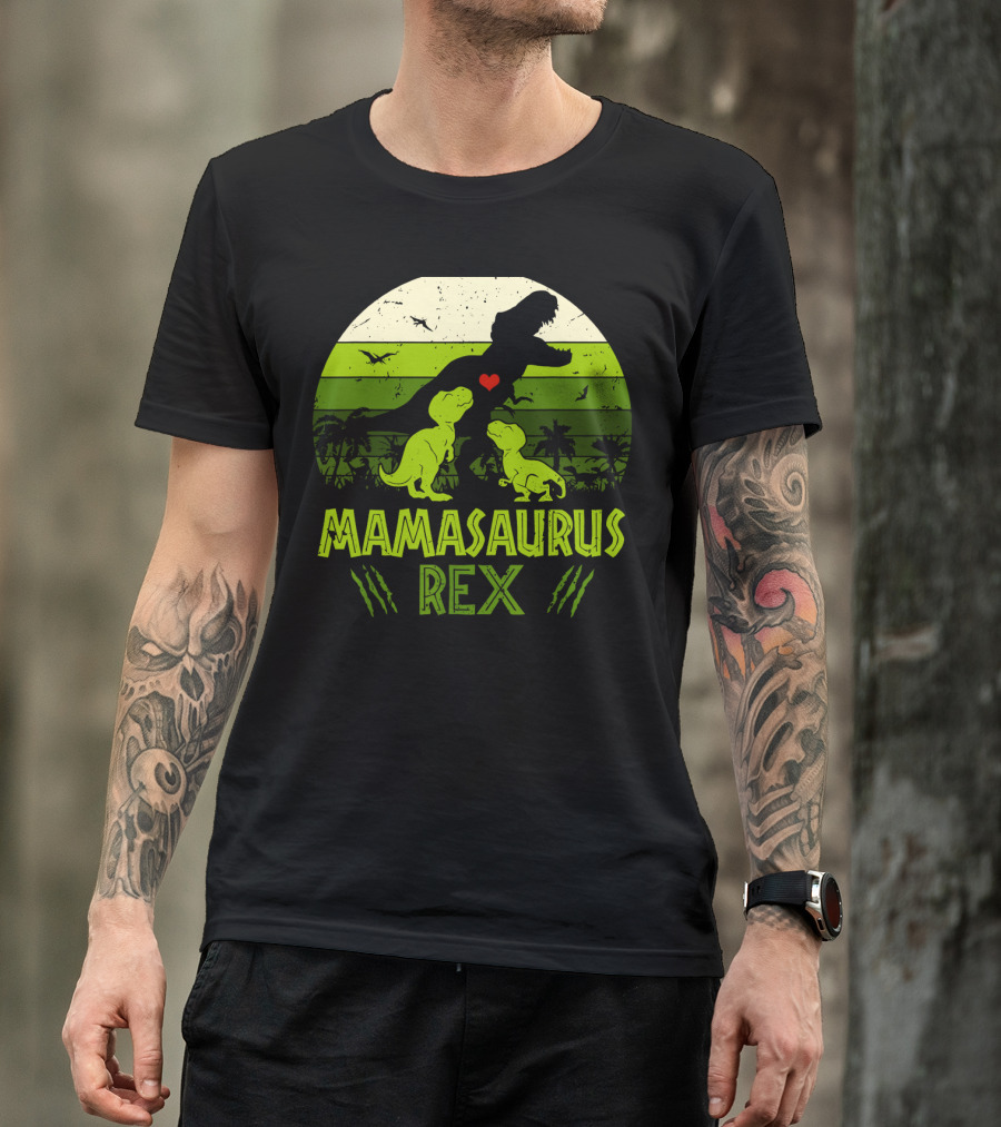 Vintage Retro Mamasaurus Rex Dinosaur Lover 2 Kids T-Shirt