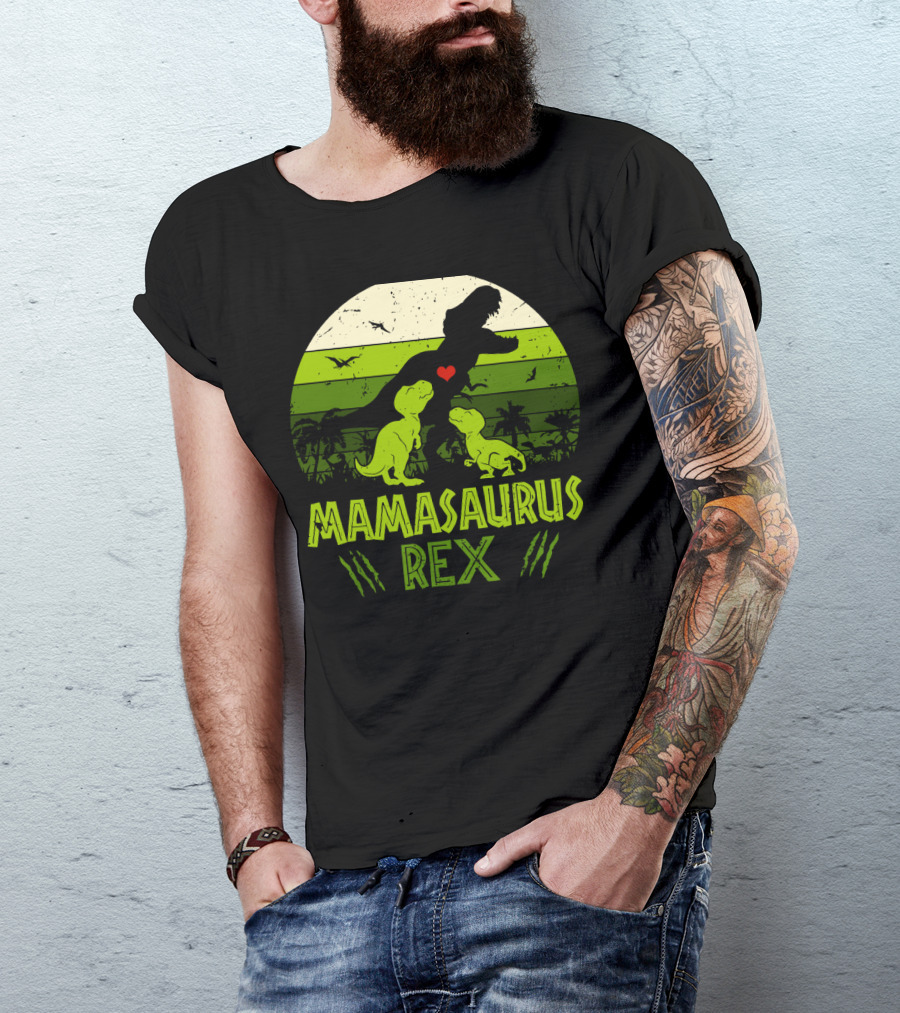 Vintage Retro Mamasaurus Rex Dinosaur Lover 2 Kids T-Shirt