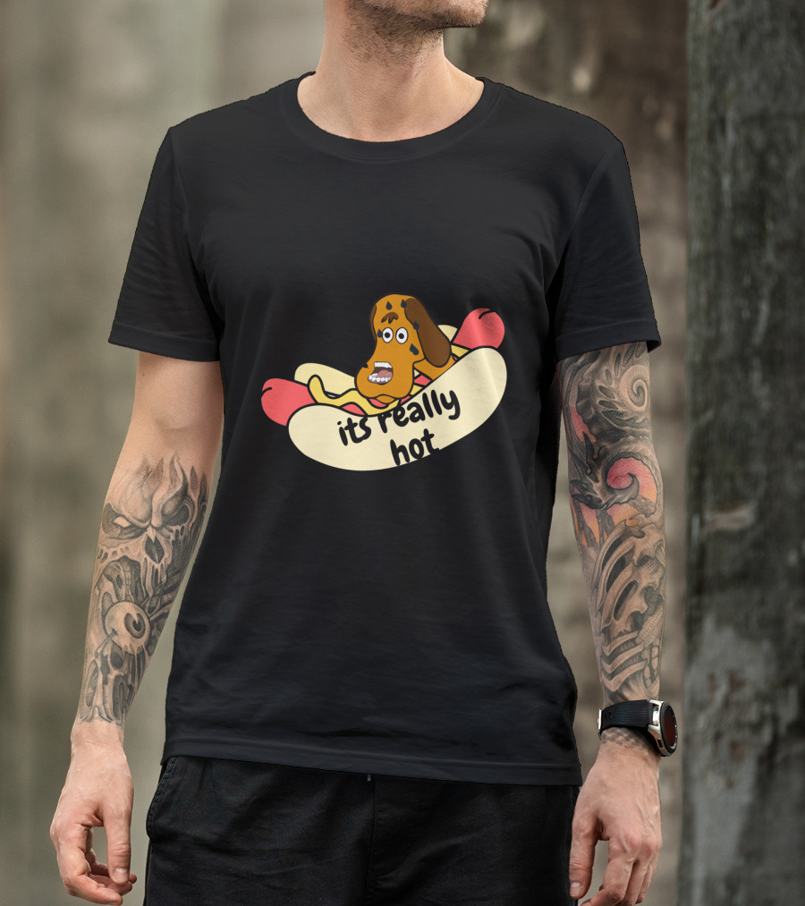 Dog Feeling Hot In Hotdog It's Really Hot T-Shirt