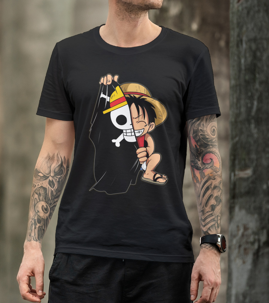 Luffy Pirate Hat Skull Flag Onepiece T-Shirt