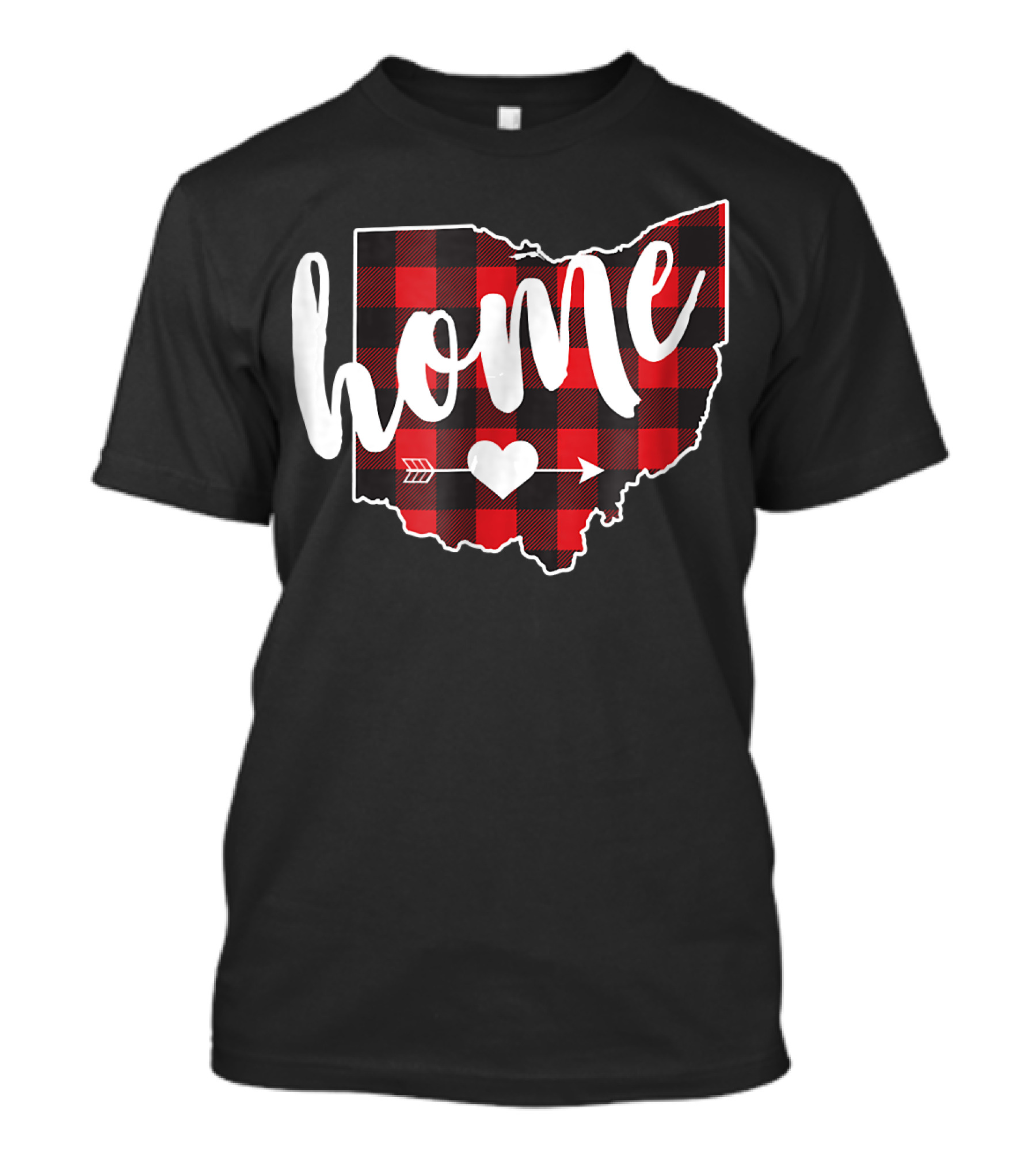 Buffalo Plaid Ohio State Home Heart Arrow T-Shirt
