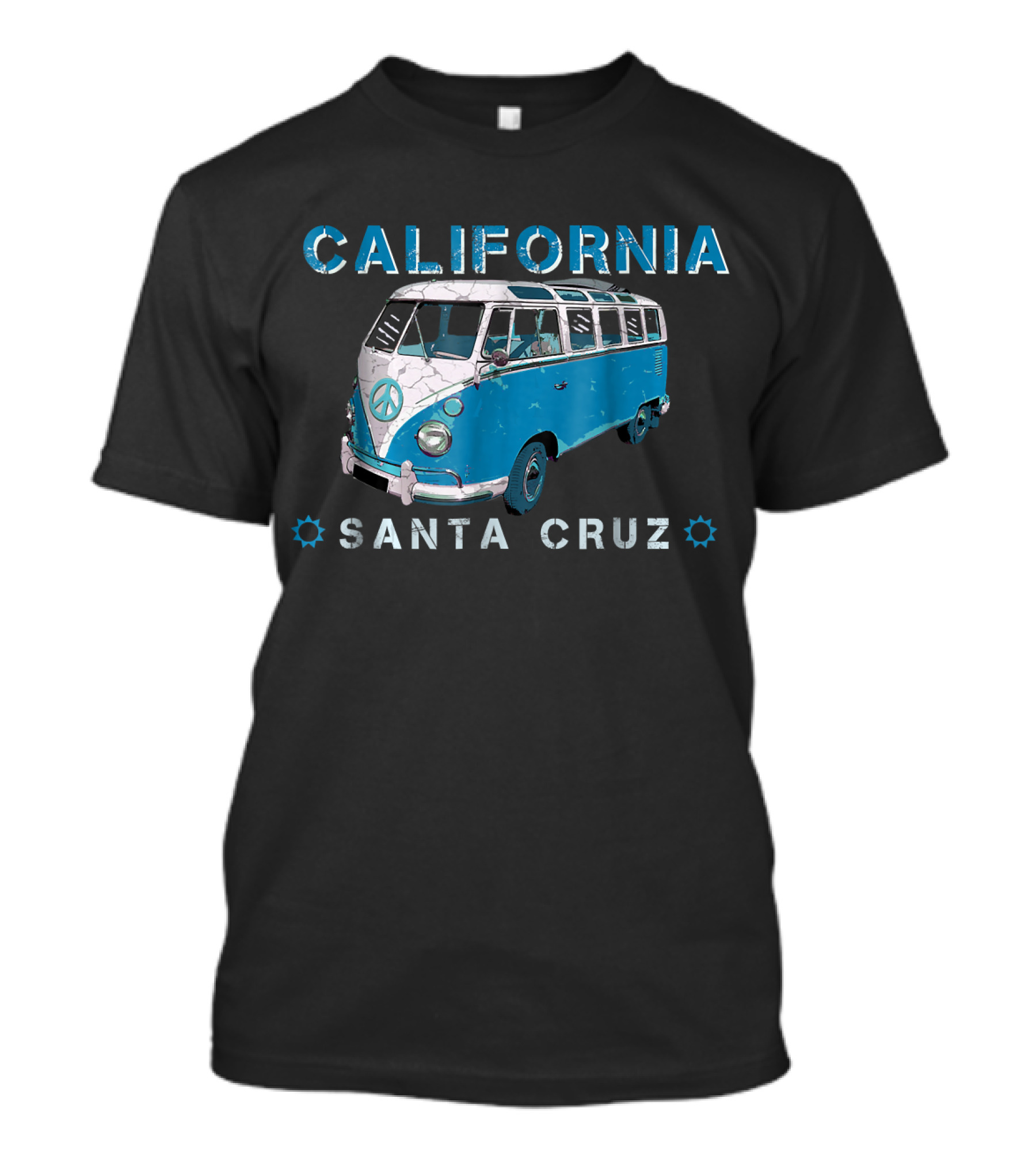 California Santa Cruz Peace Van Vintage Surf T-Shirt