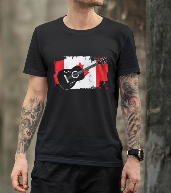 Canada Flag Guitarist Canadian Guitar Maple Leaf T-Shirt