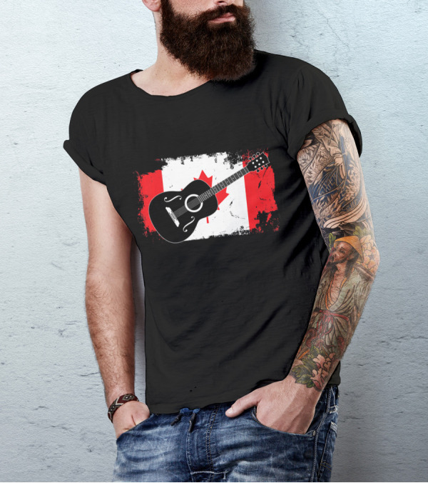 Canada Flag Guitarist Canadian Guitar Maple Leaf T-Shirt