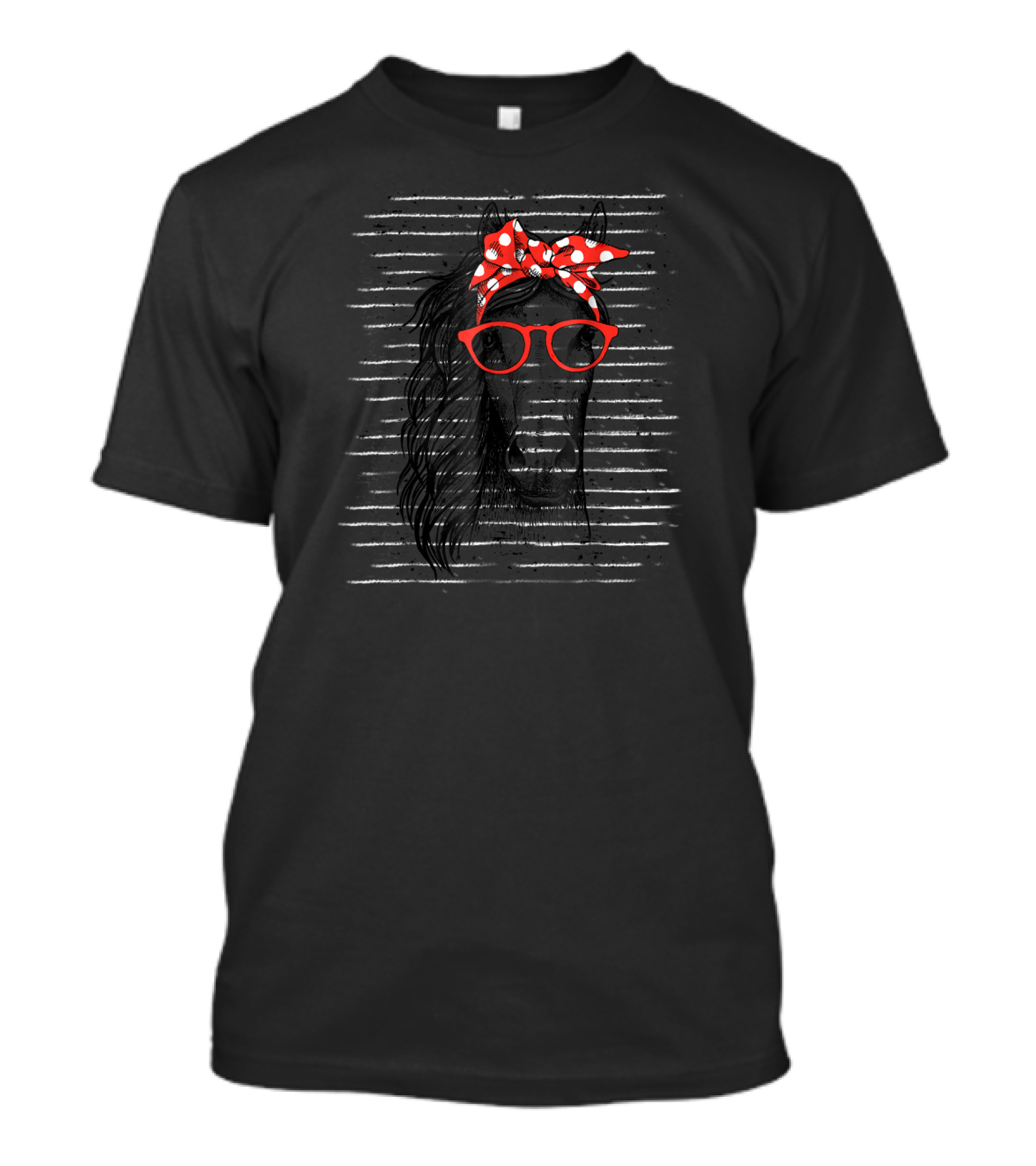 Horse Mom Wearing Glasses With Stylish Red Polka Dot Headband T-Shirt
