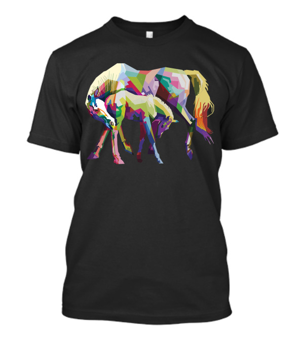 Horses In Love Colorful Horse Pop Art Mother's Affection T-Shirt