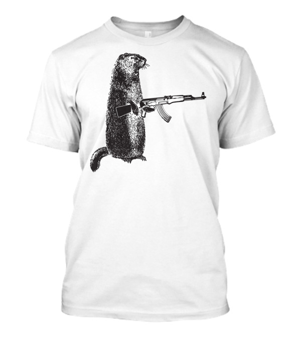 Hunting Woodchuck AK 47 Gun Groundhog Combat T-Shirt