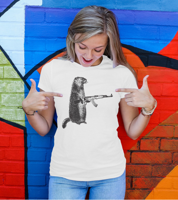 Hunting Woodchuck AK 47 Gun Groundhog Combat T-Shirt