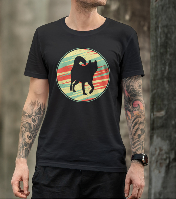 Husky Retro Vintage Silhouette 70s Style Circular T-Shirt