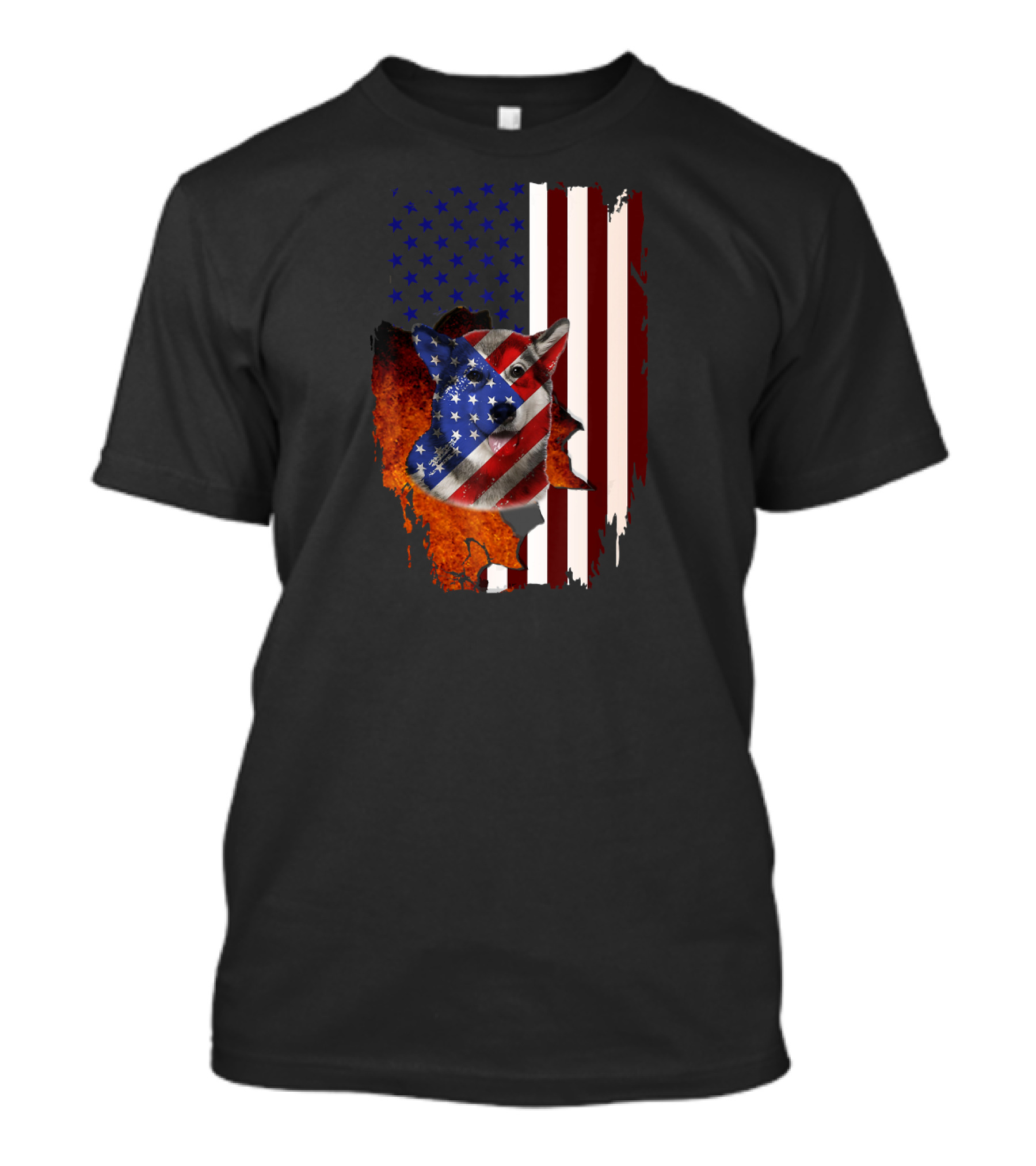 Husky USA Flag 4th Of July Veterans Independence Day Dog Patriot T-Shirt