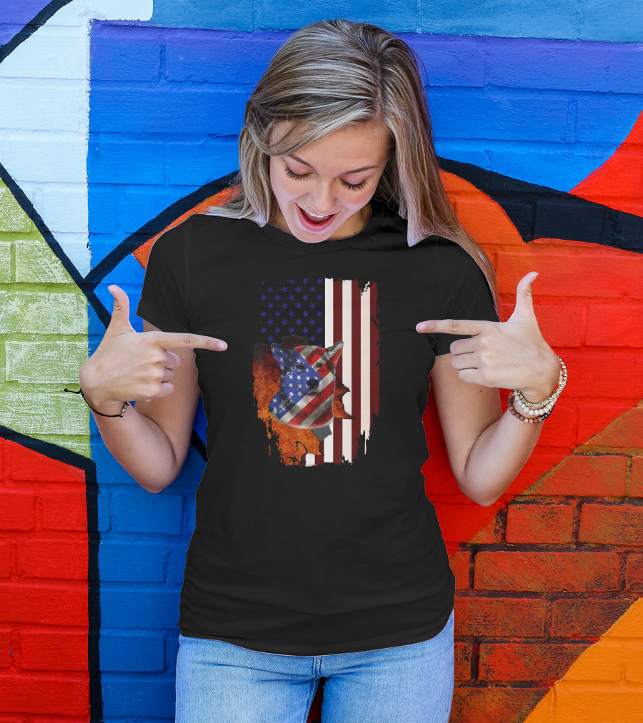 Husky USA Flag 4th Of July Veterans Independence Day Dog Patriot T-Shirt