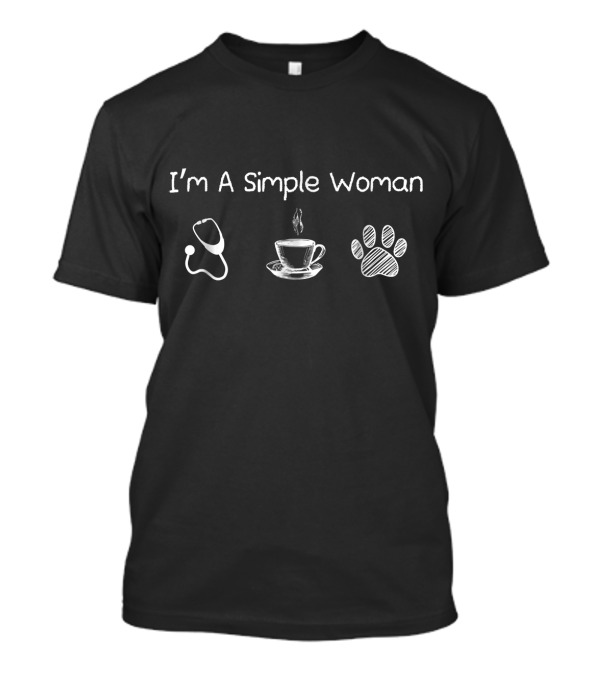 I'm A Simple Woman Nurse Coffee Dog Paw T-Shirt