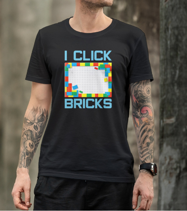 I Click Bricks Brick Builder Set Blue Multicolor Blocks T-Shirt
