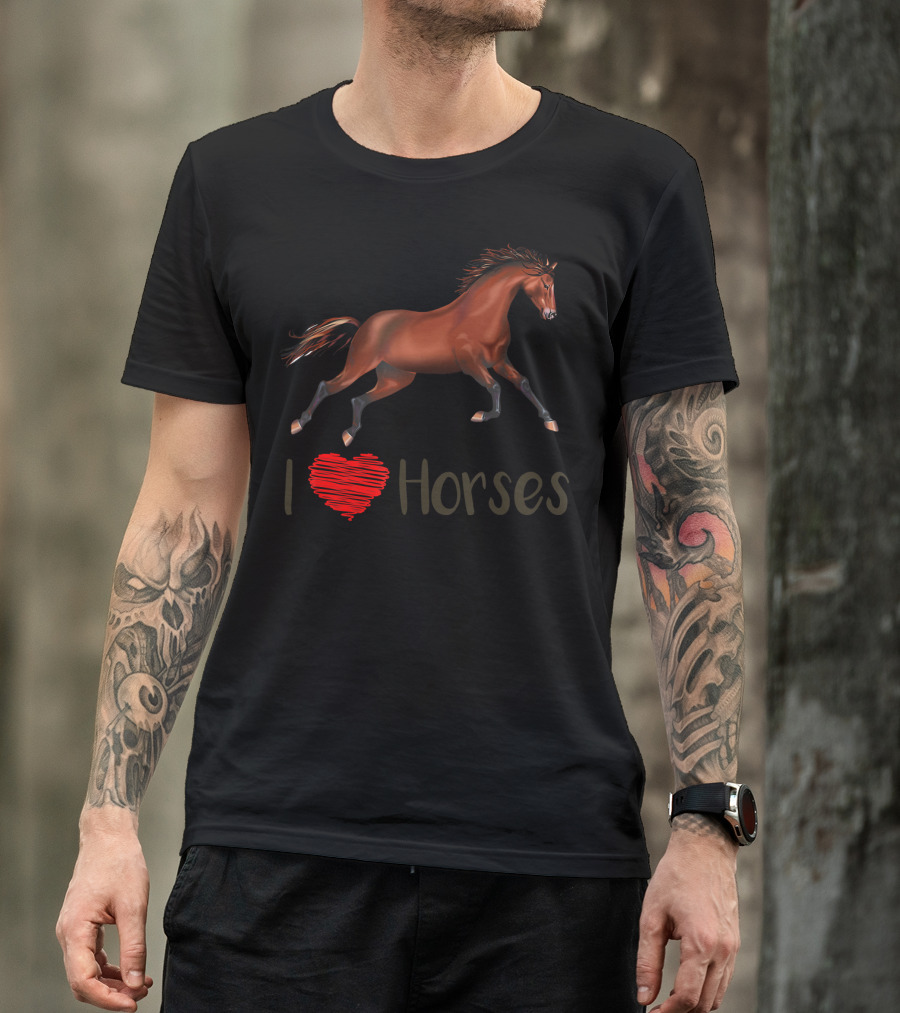 I Love Horses Horseback Riding T-Shirt