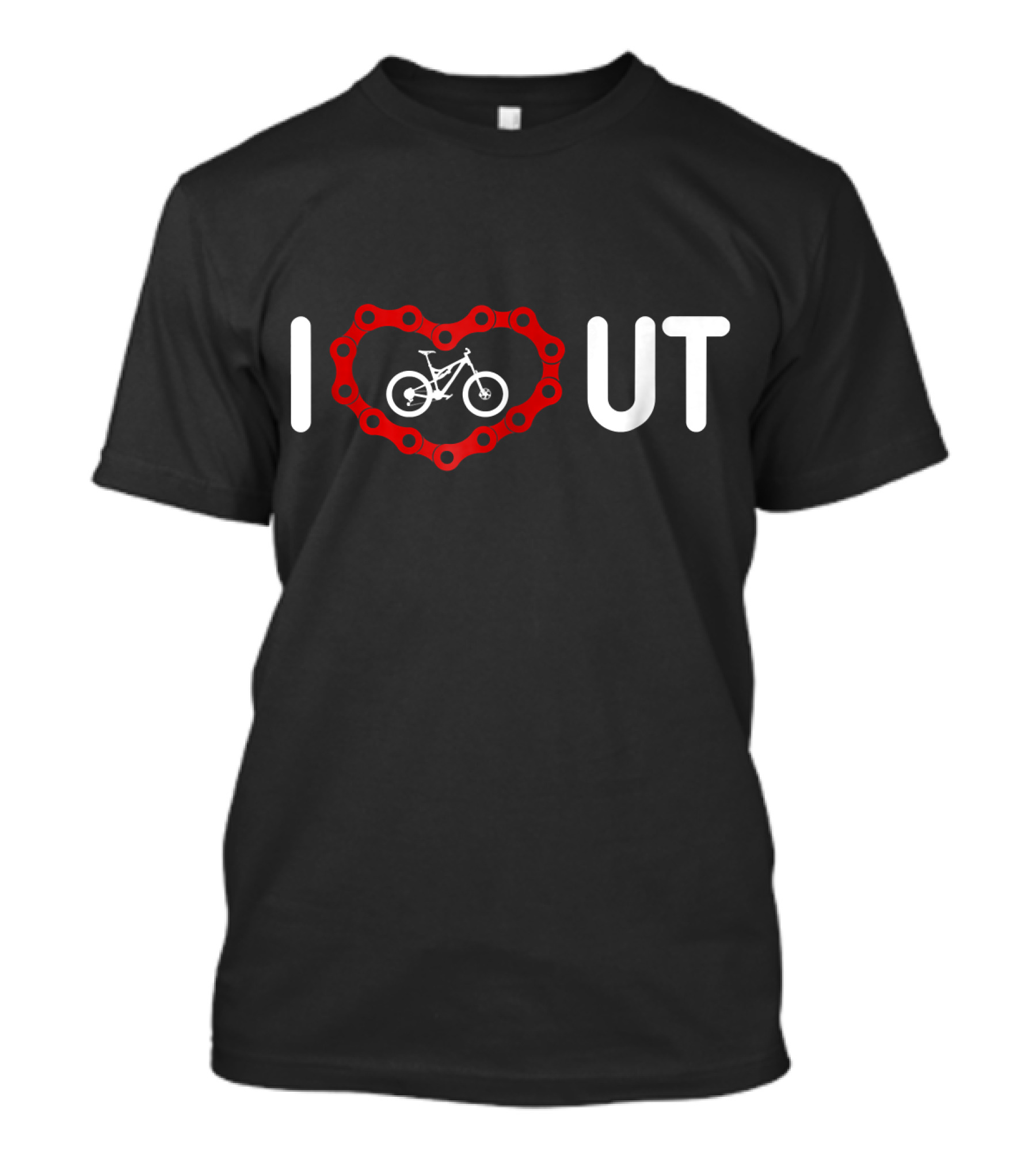 I Love Mountain Biking Utah Bicycle Chain Heart T-Shirt