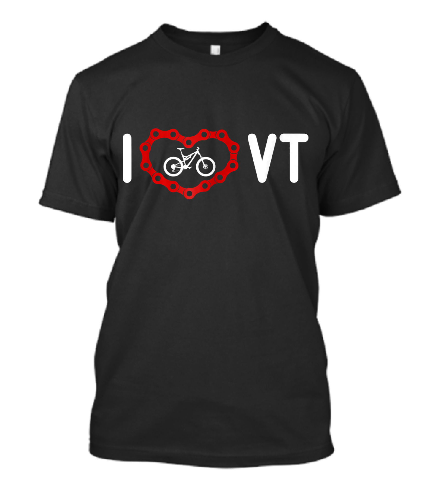 I Love VT Mountain Biking Chain Heart T-Shirt