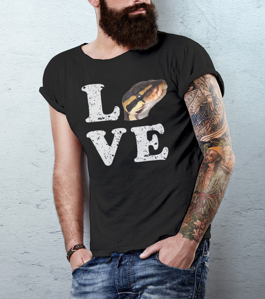 I Love My Ball Python Pet Snake Love Head As Letter O In LOVE T-Shirt