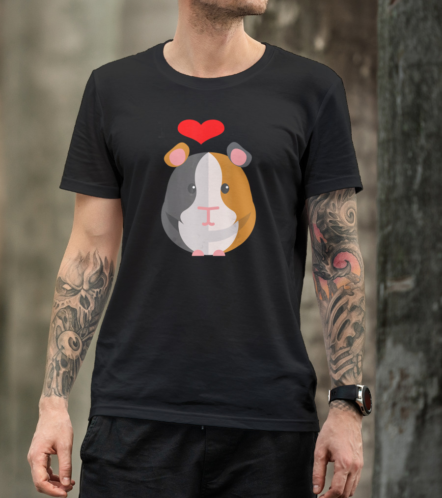 I Love My Guinea Pig Heart Cute Pet Face T-Shirt