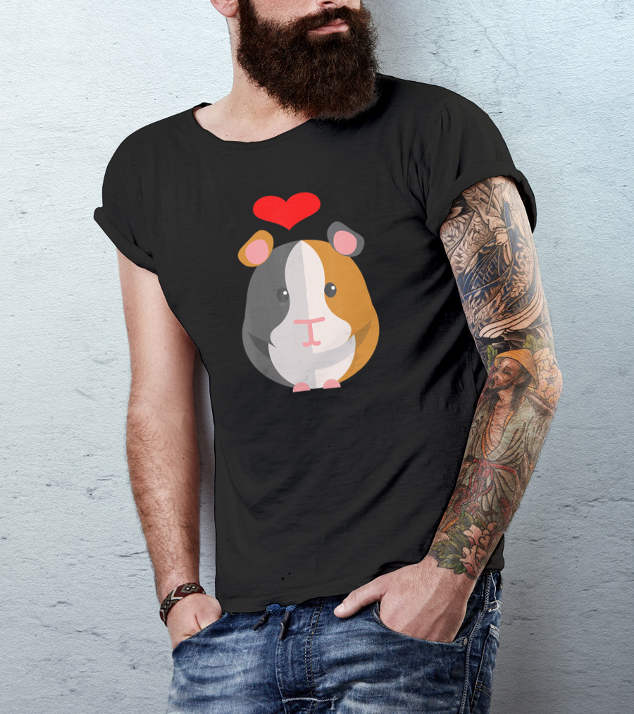I Love My Guinea Pig Heart Cute Pet Face T-Shirt