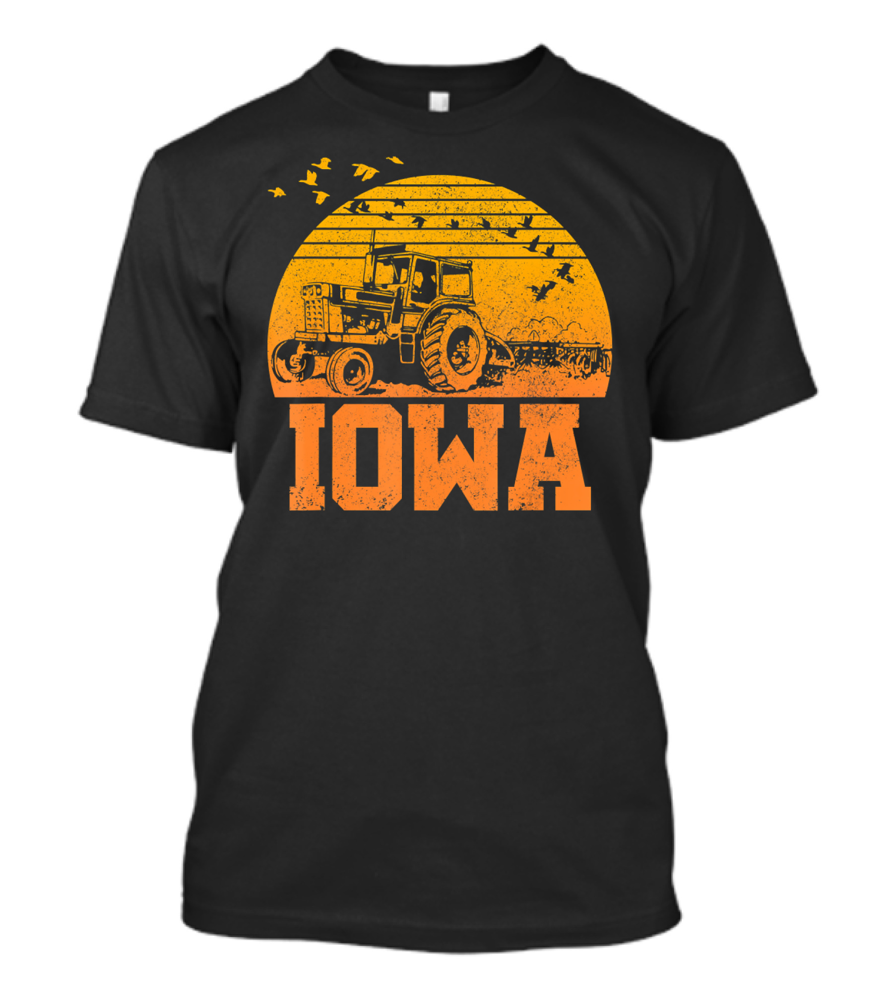 Iowa Vintage Retro Tractor Sunset Birds T-Shirt