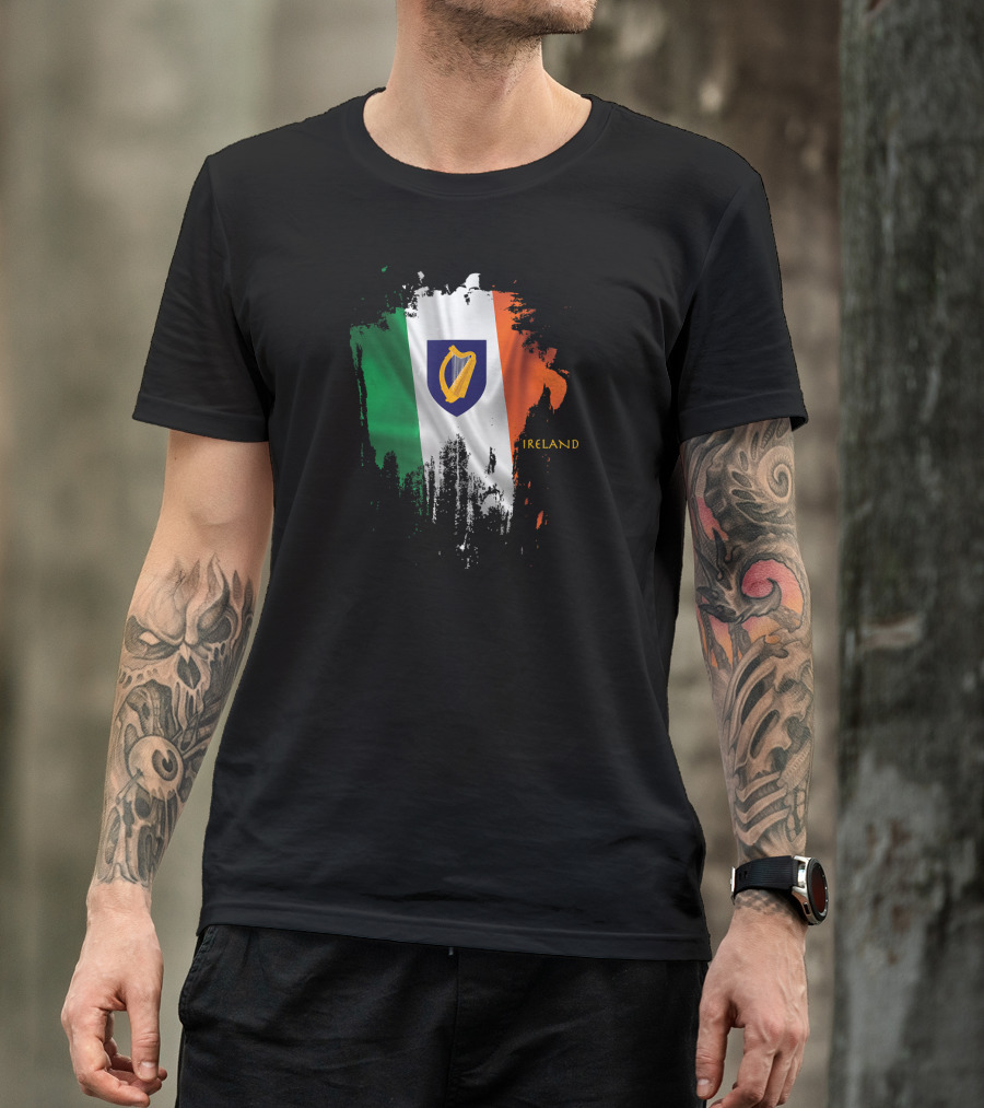 Ireland Flag With Harp Coat Of Arms T-Shirt