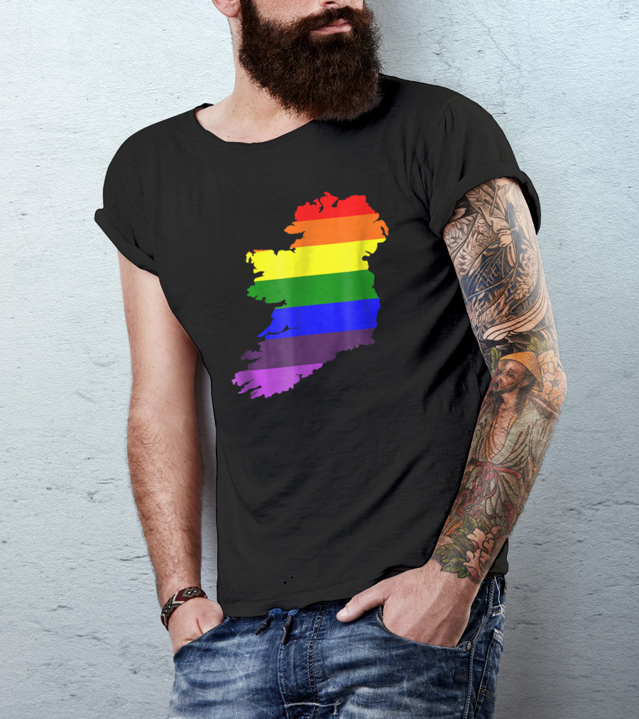 Ireland Gay Pride Map Rainbow Irish T-Shirt
