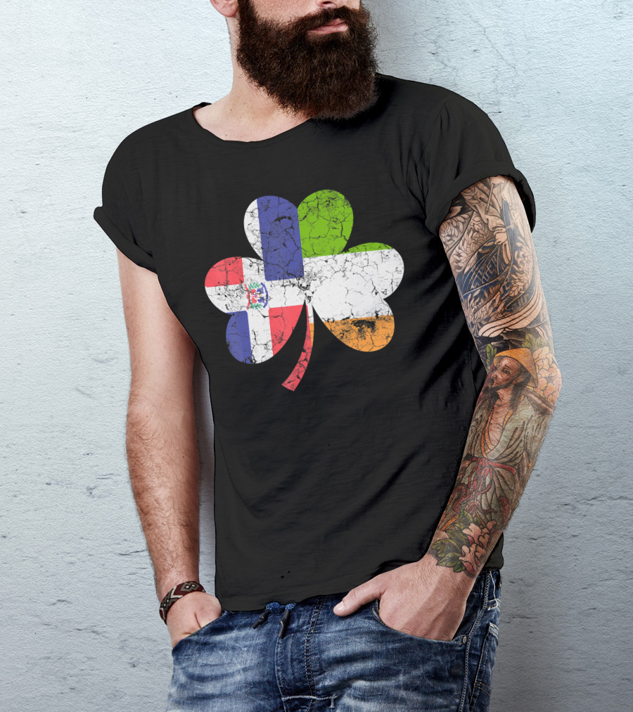 Dominican Republic Ireland Shamrock Flag Mix T-Shirt