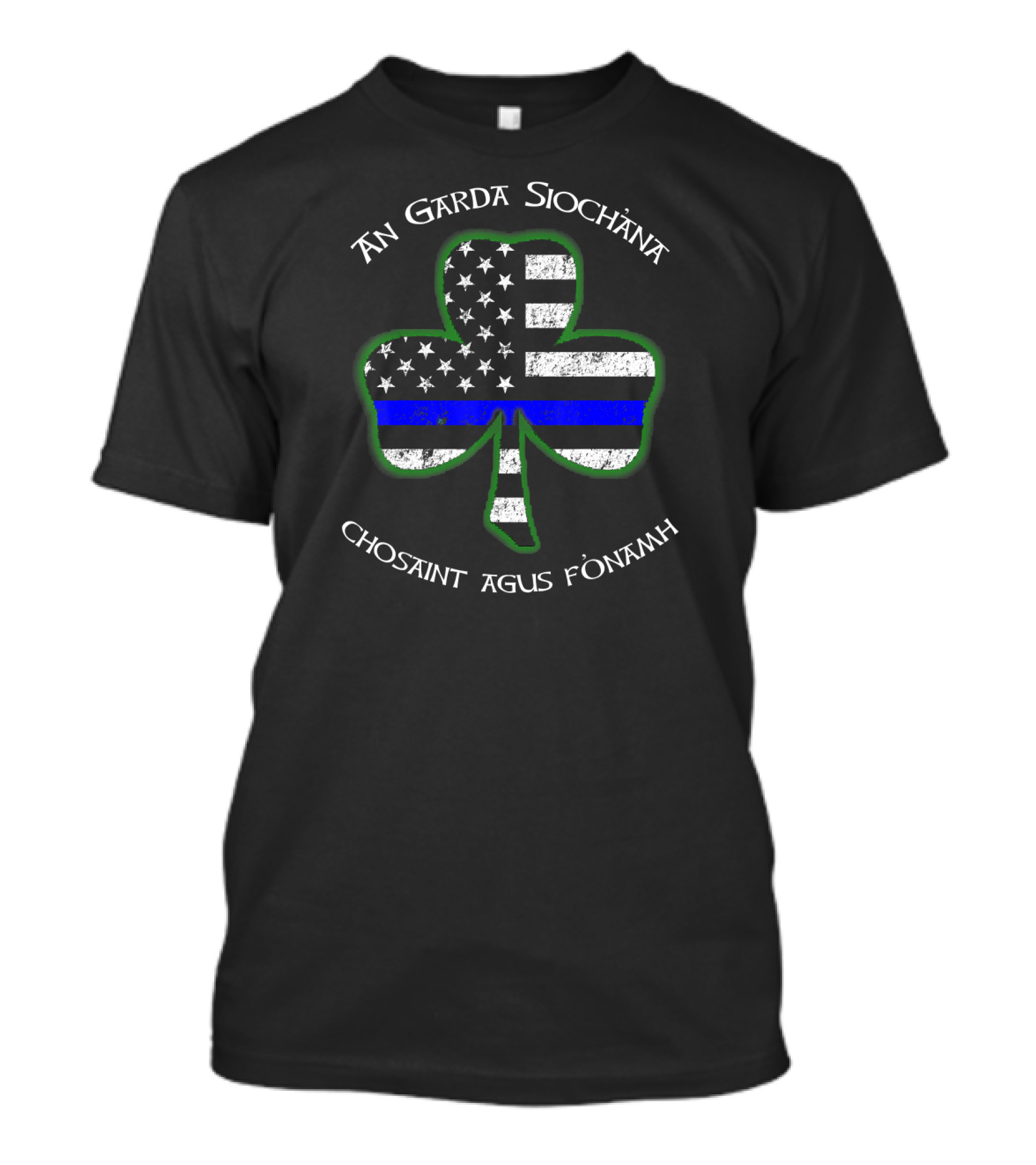 An Garda Síochána Shamrock Chosaint Agus Fóntamh Thin Blue Line T-Shirt