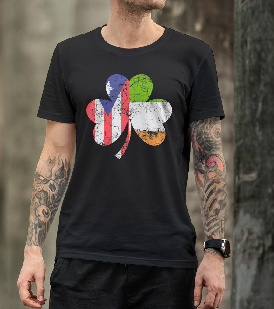 Irish Puerto Rican Flag Shamrock Ireland T-Shirt