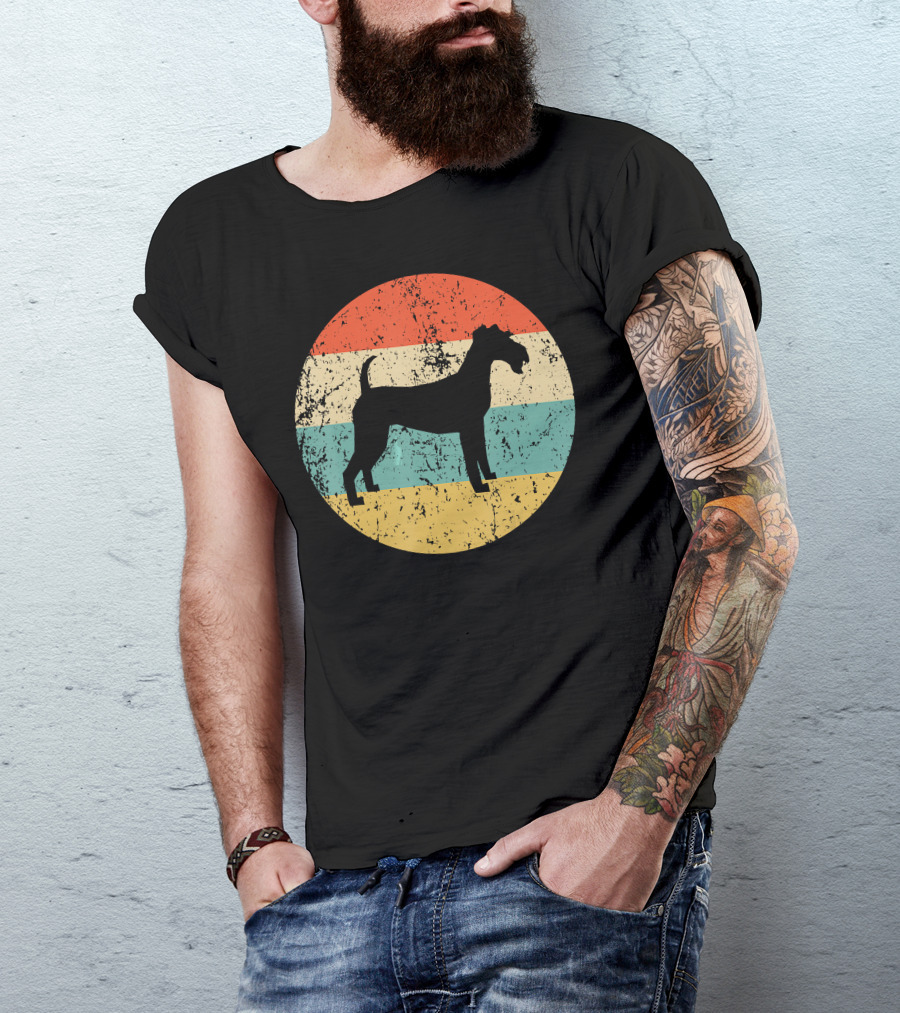 Irish Terrier Vintage Retro Dog Silhouette Striped Circle T-Shirt