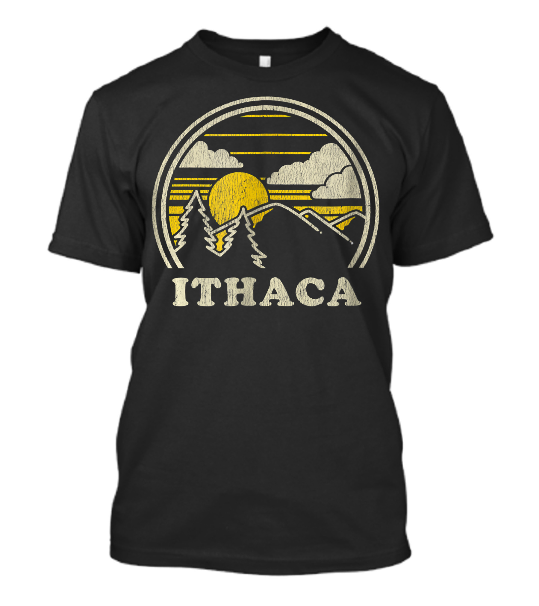 Ithaca New York NY Vintage Hiking Sunset Mountains T-Shirt