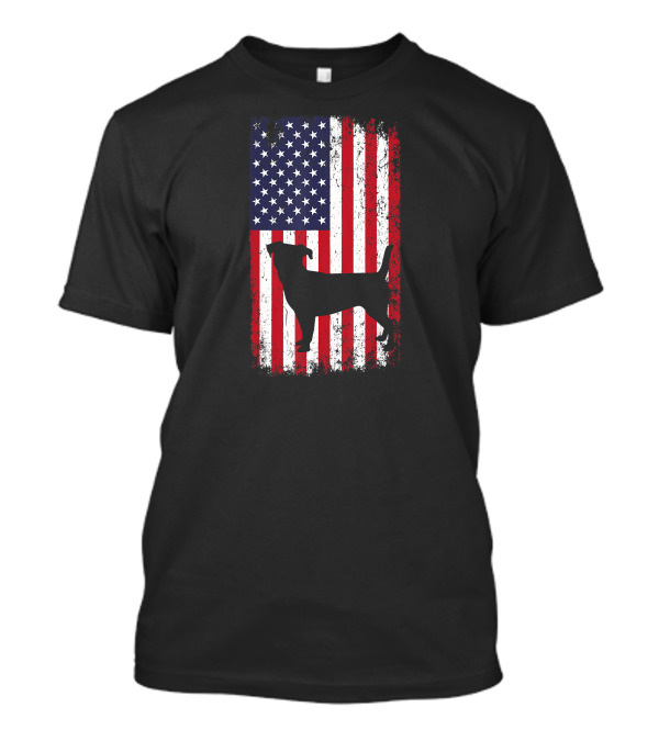 Jack Russell Dog Silhouette Over American Flag 4th Of July T-Shirt