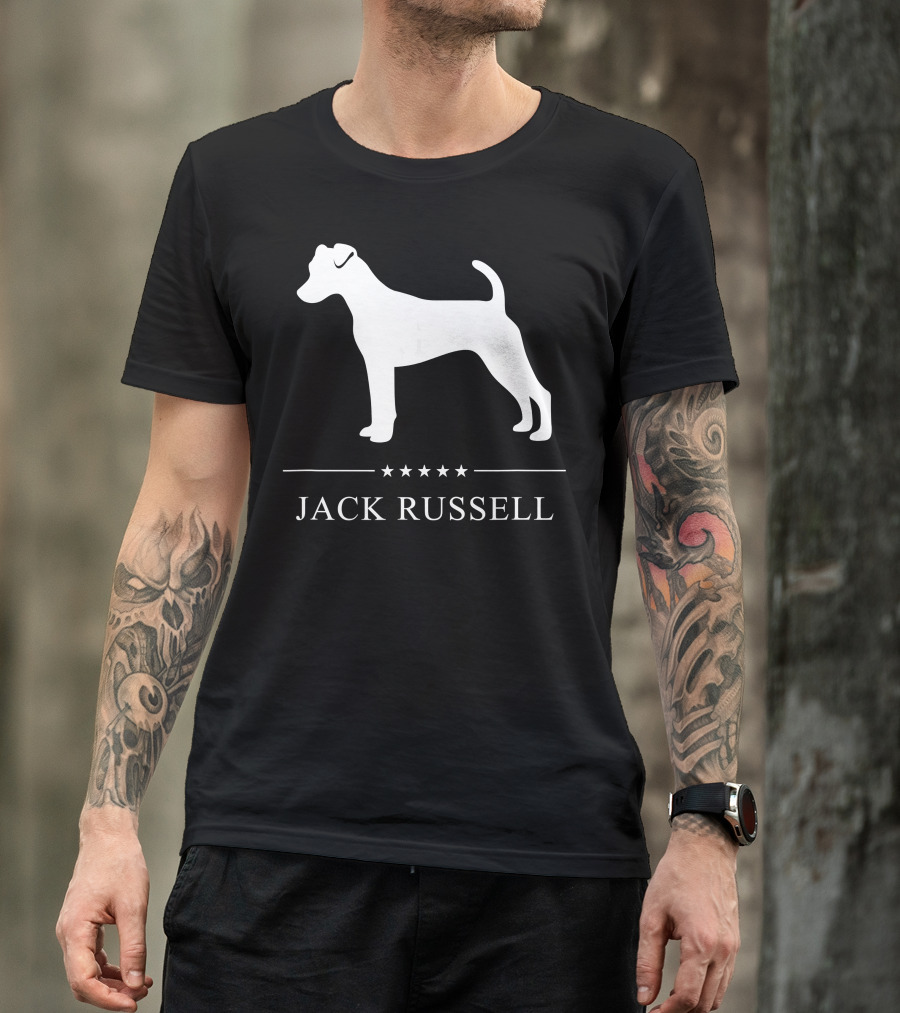 Jack Russell Five Stars White Dog T-Shirt