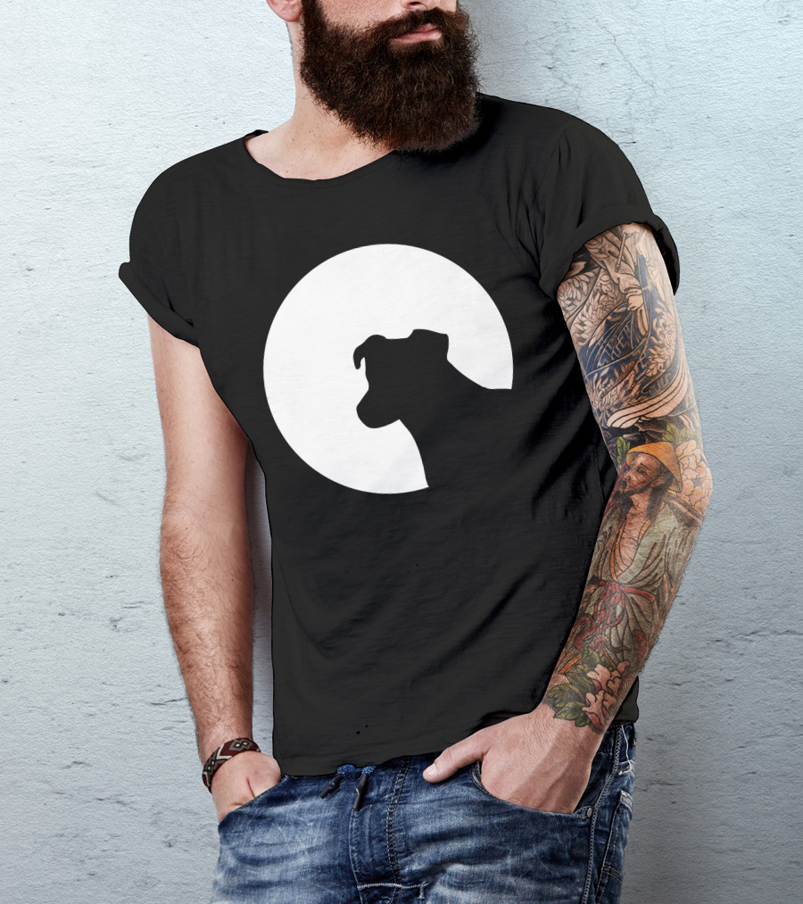 Jack Russell Terrier Silhouette Against Moon Background T-Shirt