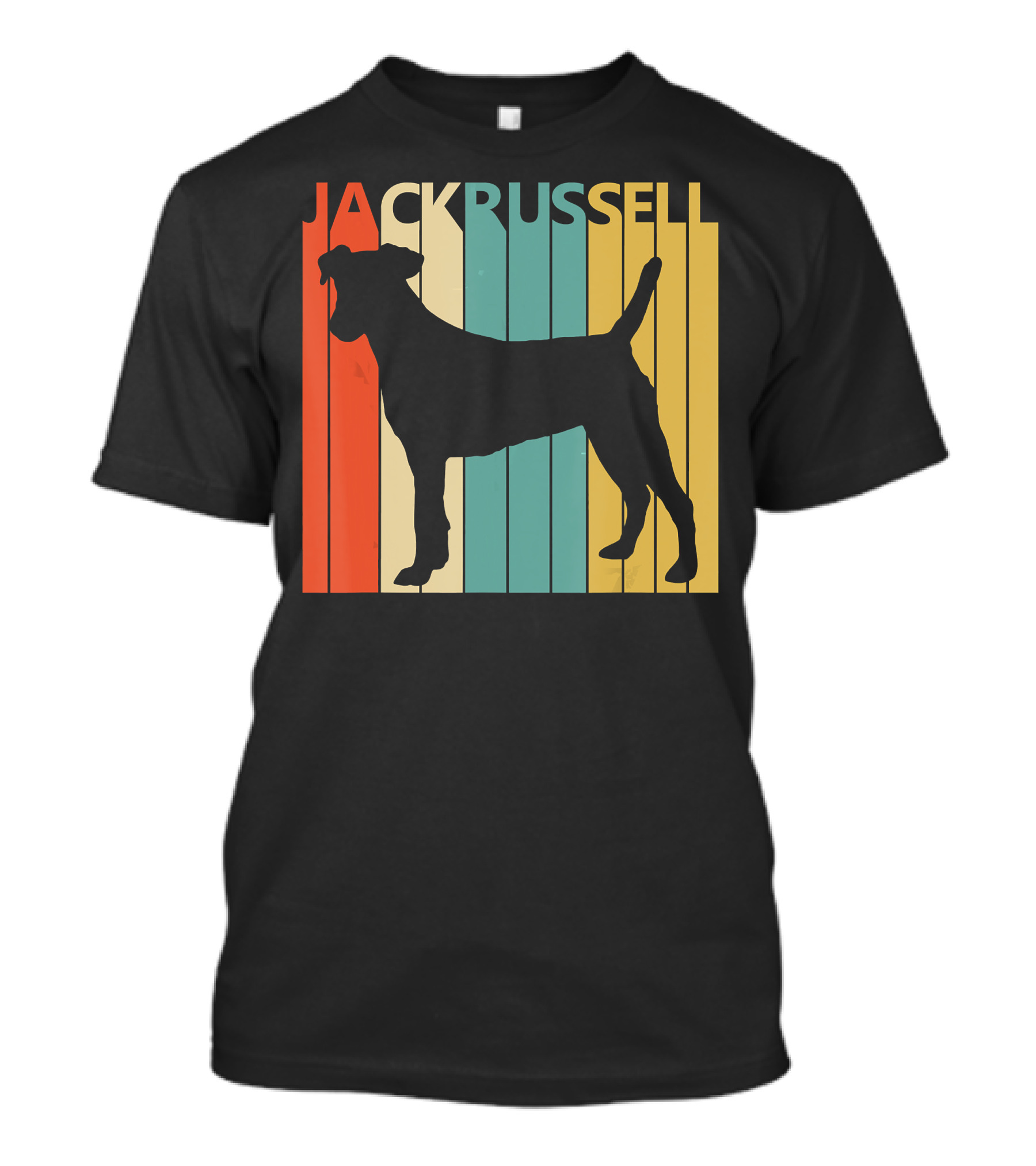 Jack Russell Terrier Silhouette Vintage Stripes T-Shirt