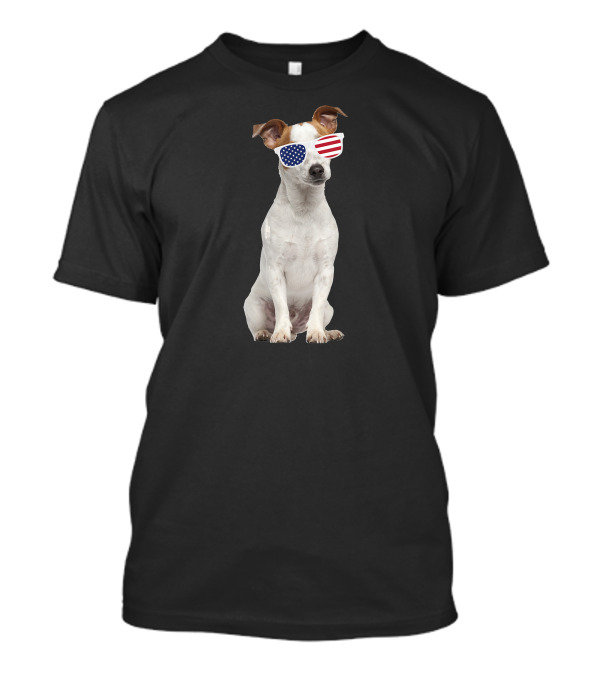 Jack Russell Patriotic Sunglasses American Flag 4th Of July T-Shirt
